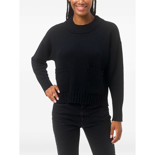 アルファス テューディオ レディース ニット&セーター アウター Front-pocket crew-neck sweater Black｜asty