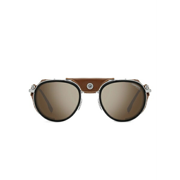 カレーナ メンズ サングラス・アイウェア 付属物 Leather-shield round-frame sunglasses Silver 眼鏡・サングラス-バッグ・小物・ブランド雑貨