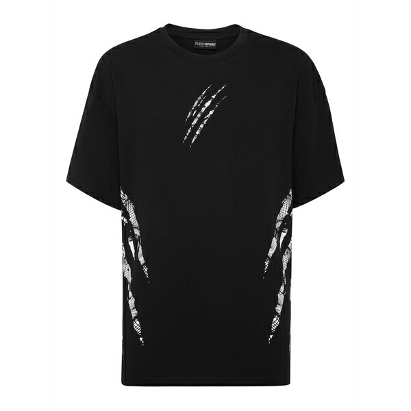 プレインスポーツ メンズ Tシャツ トップス Claw-print cotton t-shirt Black|asty