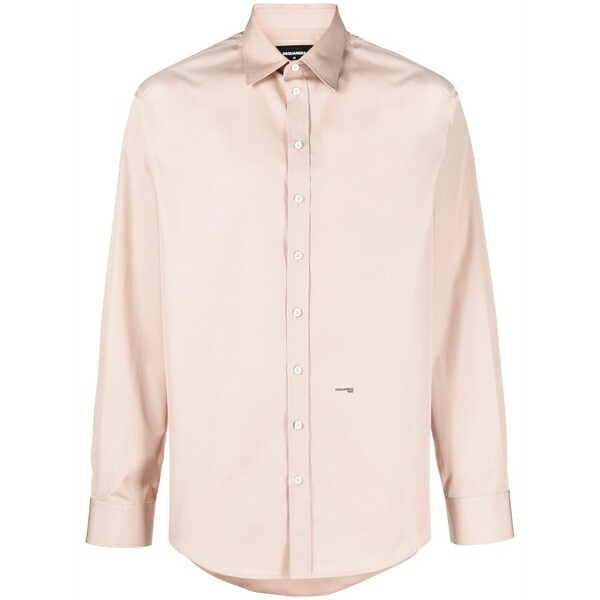 ディースクエアード メンズ シャツ トップス Logo-print cotton shirt Pink｜asty