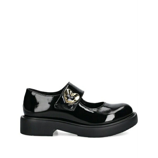 ラブ モスキーノ レディース スリッポン・ローファー シューズ Heart-buckle patent leather loafers Black｜asty