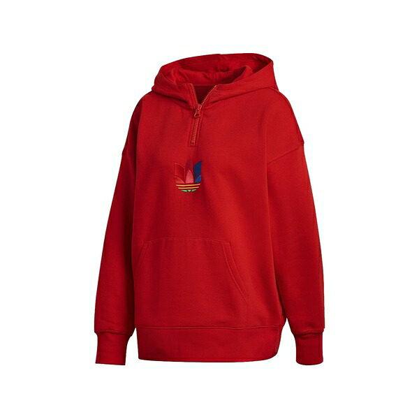 アディダス レディース パーカー・スウェットシャツ アウター Adicolor trefoil hoodie Red｜asty