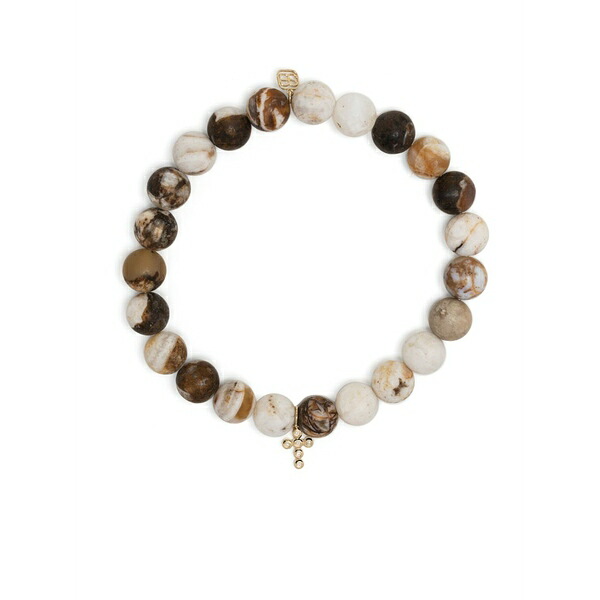 シドニーエバン メンズ ブレスレット・バングル・アンクレット 添え物 14kt yellow gold bezel cross charm beaded bracelet Multicolour