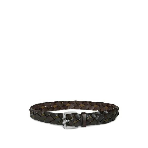 エトロ メンズ 三尺帯 添え物 Woven leather belt Brown