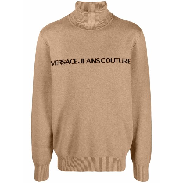 ベルサーチ メンズ ニット&セーター アウター Logo-intarsia roll-neck jumper Neutrals｜asty