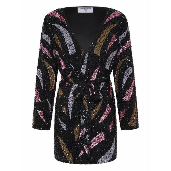 ワン ティースプーン レディース ワンピース トップス Delusion sequin wrap dress Black｜asty