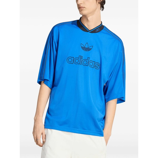 アディダス メンズ Tシャツ トップス Logo-print oversized t-shirt Blue|asty
