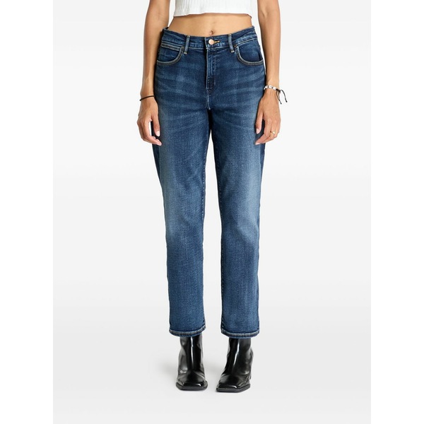 ラングラー レディース カジュアルパンツ ボトムス Wrangler whiskered straight-leg jeans Blue|asty