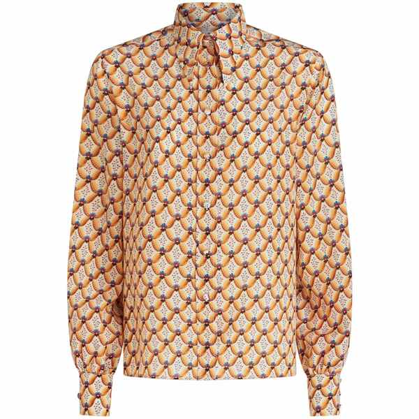 エトロ レディース シャツ トップス Floral-print silk shirt Brown|asty