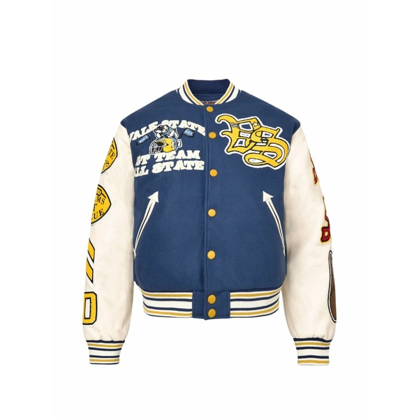 ベール メンズ ジャケット&ブルゾン アウター Friday patch-detail varsity jacket Blue|asty