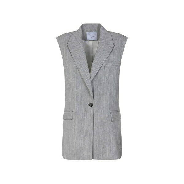 ガレパリ レディース ジャケット＆ブルゾン アウター Pinstripe-pattern gilet Grey｜asty