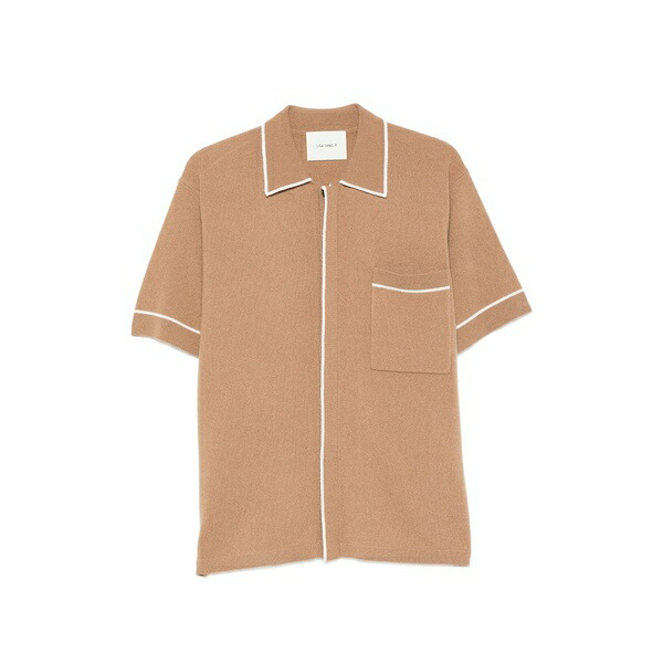 リサ・ヤン メンズ シャツ トップス Oliver piped short-sleeved shirt Neutrals｜asty