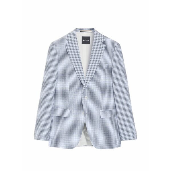 ボス メンズ ジャケット＆ブルゾン アウター Houndstooth-pattern blazer Blue｜asty