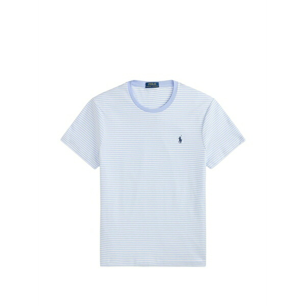 ラルフローレン メンズ Tシャツ トップス Striped embroidered-logo t-shirt Blue｜asty