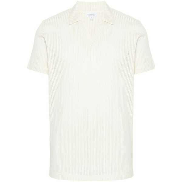 サンスペル メンズ ポロシャツ トップス Linear mesh design polo shirt Neutrals｜asty