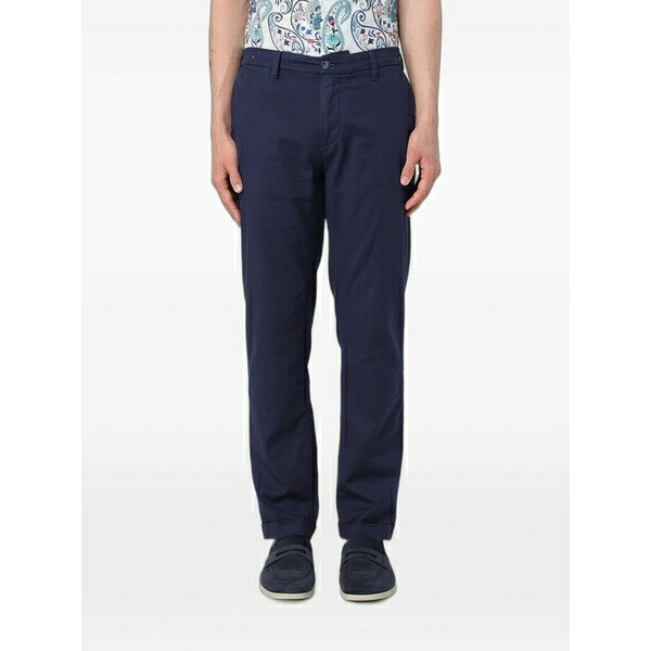 レアッシュ メンズ カジュアルパンツ ボトムス Logo-patch chino trousers Blue|asty