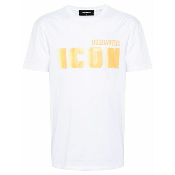 ディースクエアード メンズ Tシャツ トップス Icon blur-print cotton t-shirt White｜asty