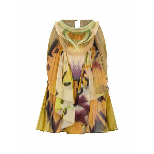 アルベルタ フェレッティ レディース シャツ トップス Abstract-print silk blouse Yellow|asty
