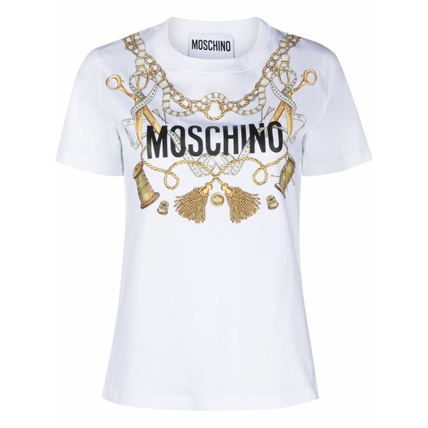 モスキーノ レディース Tシャツ トップス Graphic-print organic cotton t-shirt White|asty