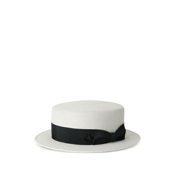 メゾンミッシェル レディース 帽子 アクセサリー Logo-plaque hat White|asty