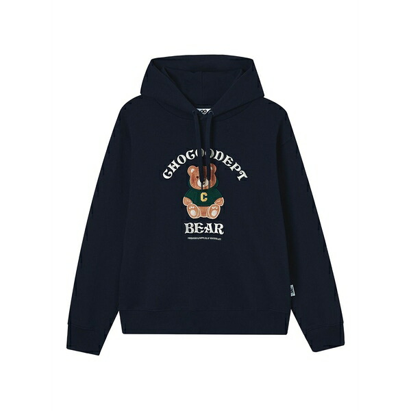 黒茶 レディース パーカー・スウェットシャツ アウター Embroidered-logo hoodie Blue スウェット・トレーナー-レディースファッション-トップス