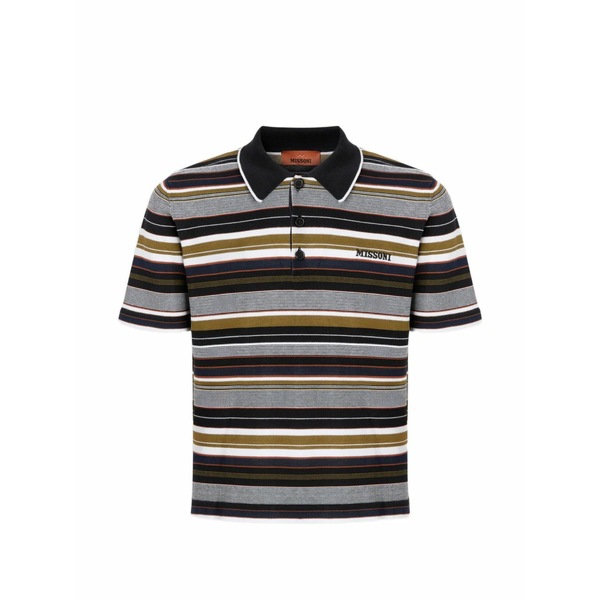 ミッソーニ メンズ ポロシャツ トップス Logo-embroidered polo shirt Grey|asty