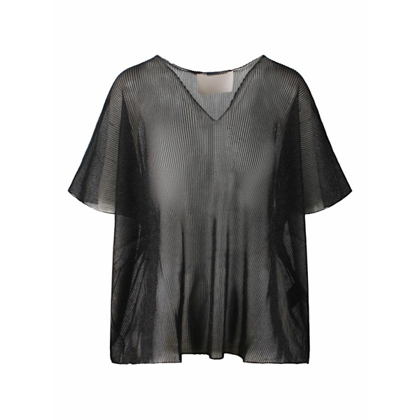 サーカス・泊まり レディース プルオーバー トップス Pleated t-shirt  Black