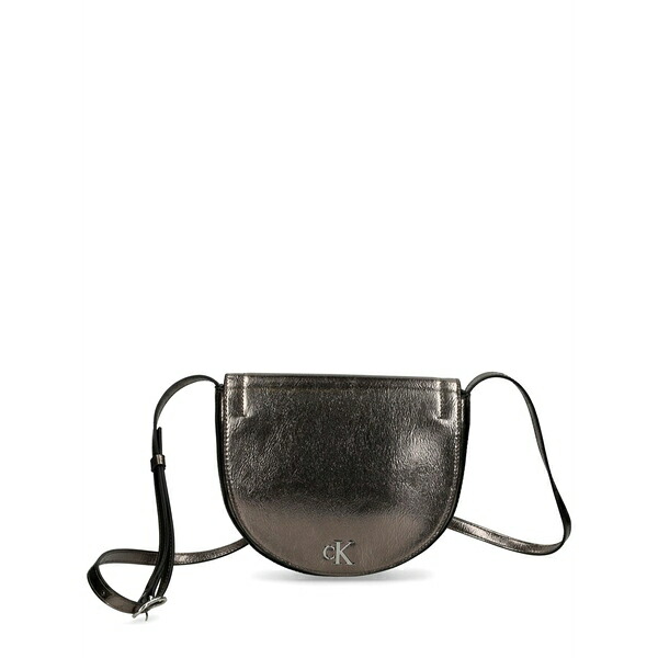 カルバンクライン レディース ショルダーバッグ バッグ Metallic faux-leather cross-body bag Brown|asty