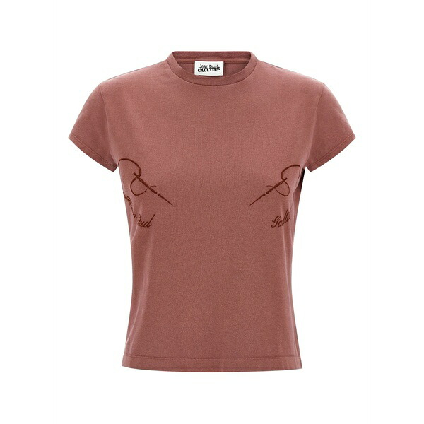 ジャンポール ゴルチエ レディース Tシャツ トップス The needles embroidered faded t-shirt Brown|asty