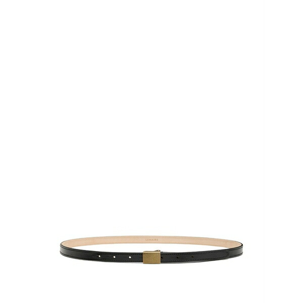 ルメール メンズ ベルト アクセサリー Textured-buckle leather belt Black|asty