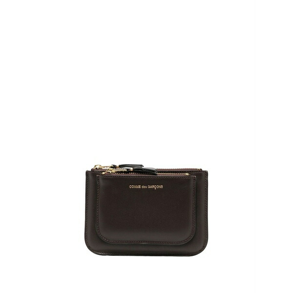 コムデギャルソン メンズ がま口 付属品 Double-compartment leather wallet Brown 財布・ケース-メンズ財布