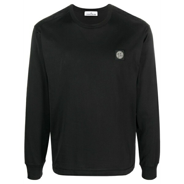 ストーンアイランド メンズ Tシャツ トップス Compass-patch long-sleeve t-shirt Black｜asty