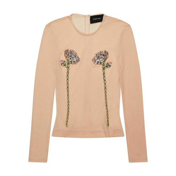 シモーネ・ロシャ レディース Tシャツ トップス Floral-embellished long-sleeve top Neutrals|asty