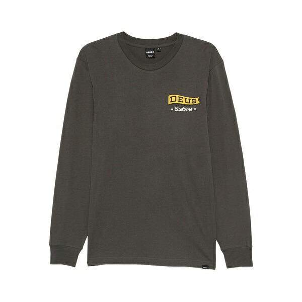 デウス 抽出エキス マキナ メンズ ティーシャツ トップス Long-sleeve logo-print t-shirt  Grey メンズファッション-トップス-Tシャツ・カットソー