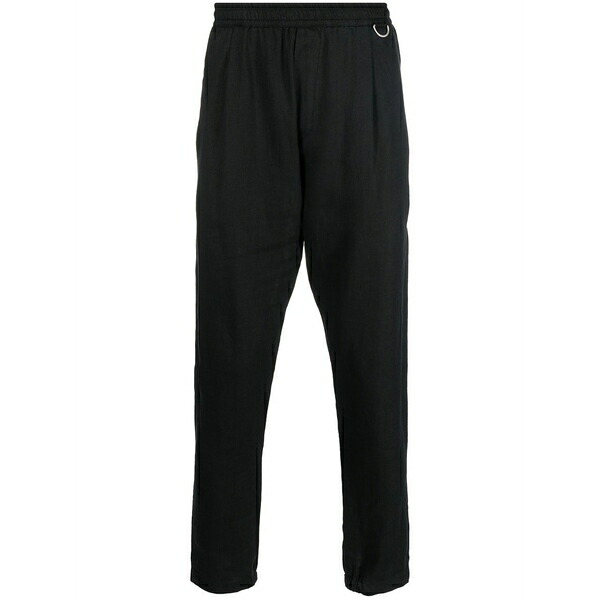 ロウブランド メンズ カジュアルパンツ ボトムス Straight-leg linen trousers Black｜asty