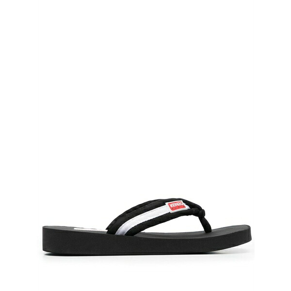 ケンゾー レディース サンダル シューズ Logo-patch striped flip flops Black