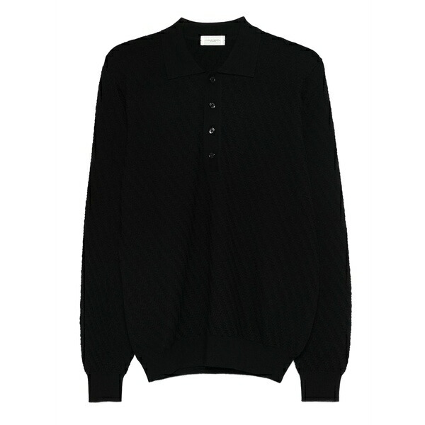 パウロペコラ メンズ ポロシャツ トップス Jacquard polo shirt Black｜asty