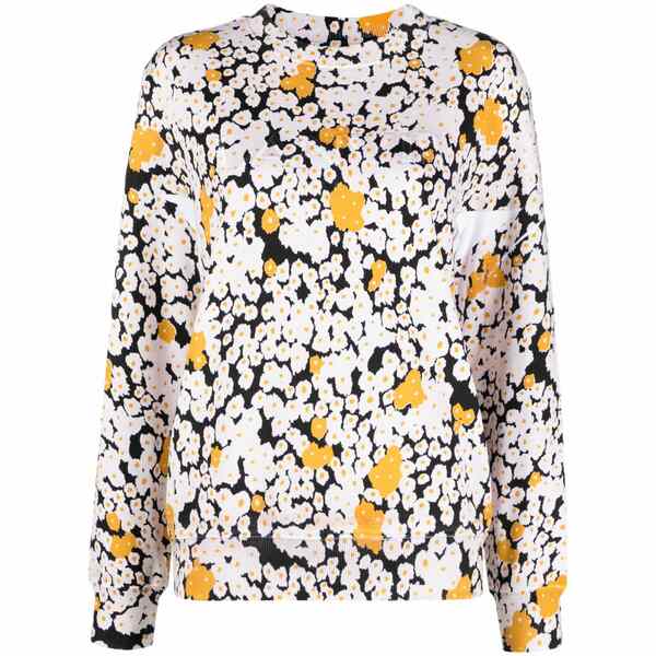 ランバン レディース ニット&セーター アウター Floral-print cotton sweatshirt Neutrals｜asty