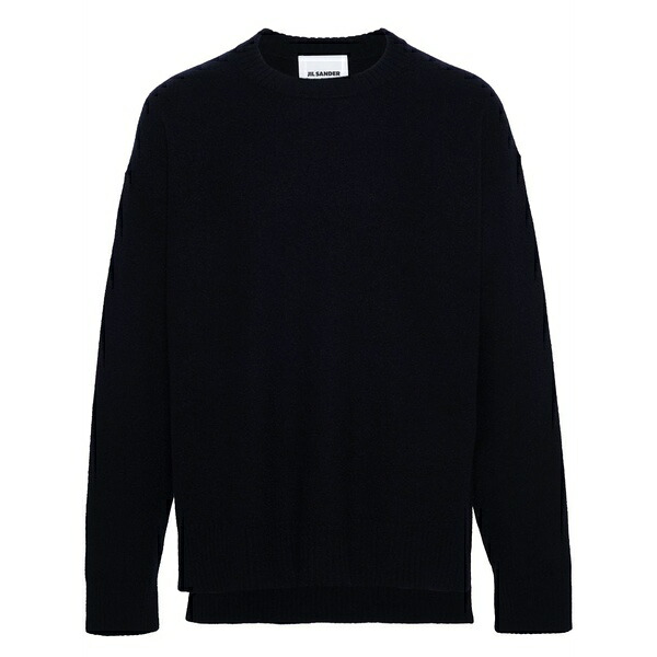 ジル・サンダー メンズ 編み物\u0026プルオーバー アウター Side-slits wool jumper Blue トップス-メンズファッション-ニット・セーター