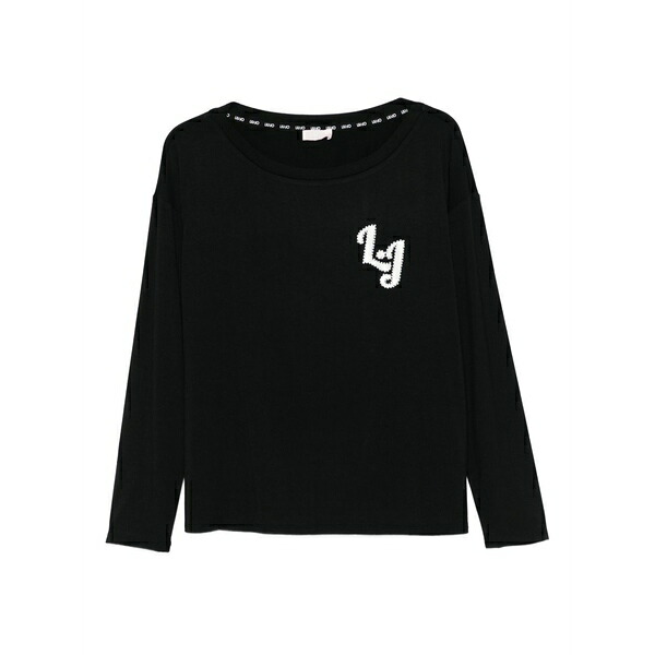 リュージョー レディース Tシャツ トップス Logo-detail long-sleeve top Black｜asty