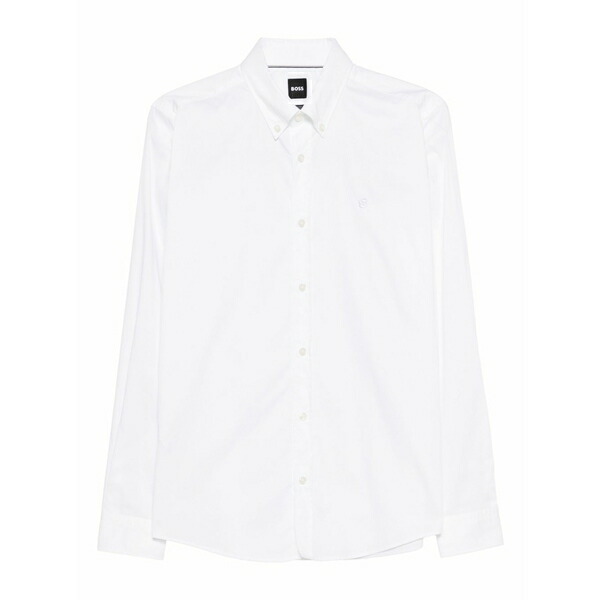 ボス メンズ シャツ トップス Logo-embroidered shirt White