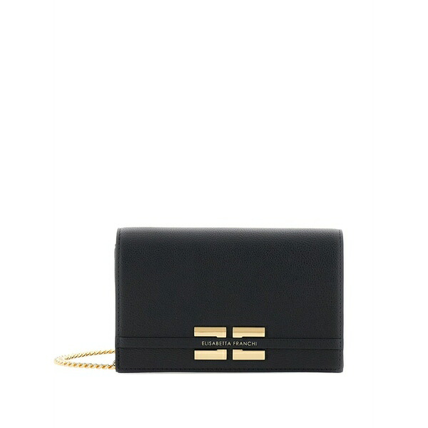 エリザベスフランキ レディース クラッチペダル御徒面子 御徒面子 Embellishment chain clutch bag Black