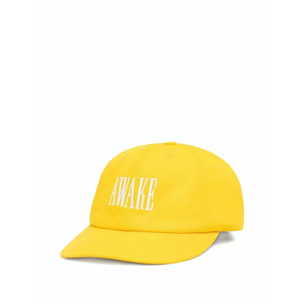 アウェイクニューヨーク メンズ 鳥打ち帽 付属物 Logo-embroidered cap Yellow