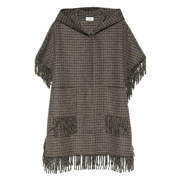パロッシュ レディース 厚地の外套 アウター Hooded fringed coat Grey