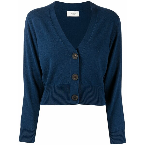 プリングル オブ スコットランド レディース ニット&セーター アウター Cropped button-up cardigan Blue｜asty