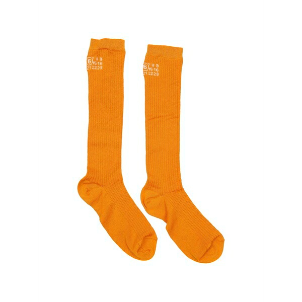マルタンマルジェラ レディース ソックス アンダー御召しもの Ribbed logo socks Orange