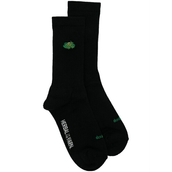 ダブレット メンズ ソックス アンダー御召しもの Embroidered socks Black