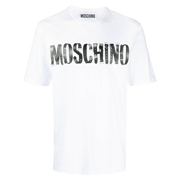モスキーノ メンズ プルオーバー トップス Logo-print cotton t-shirt White