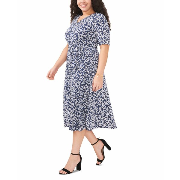 パネル ミスク ワンピース トップス レディース Plus Size Floral