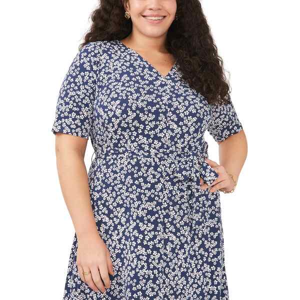 パネル ミスク ワンピース トップス レディース Plus Size Floral